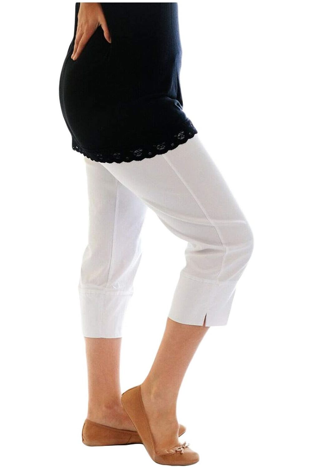 Black Ladies 3/4 Elasticated Trouser Shorts For Women 20 - Dropwear