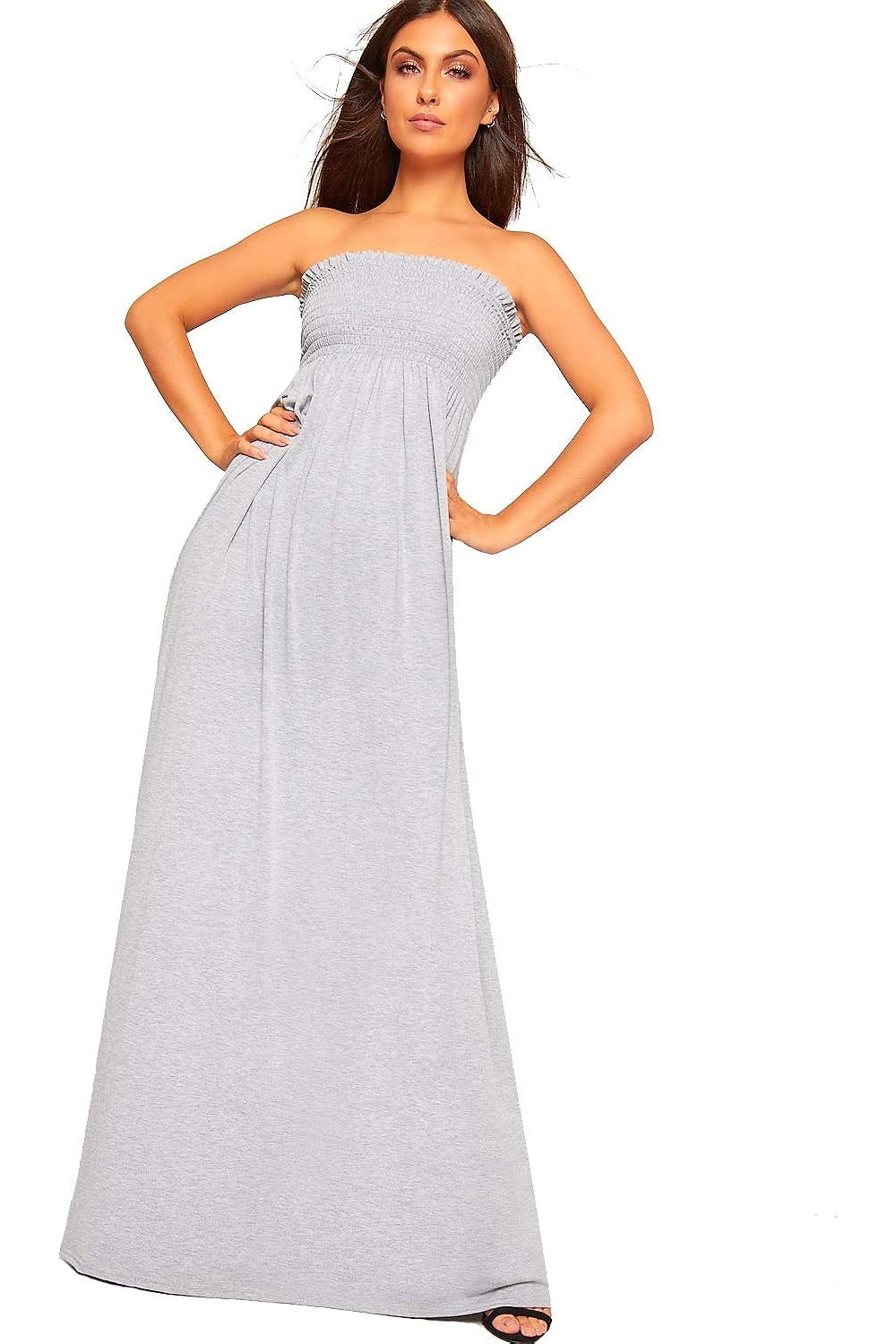 Pink Baby Strapless Sheering Maxi Dress For Women 8-10 - Dropwear