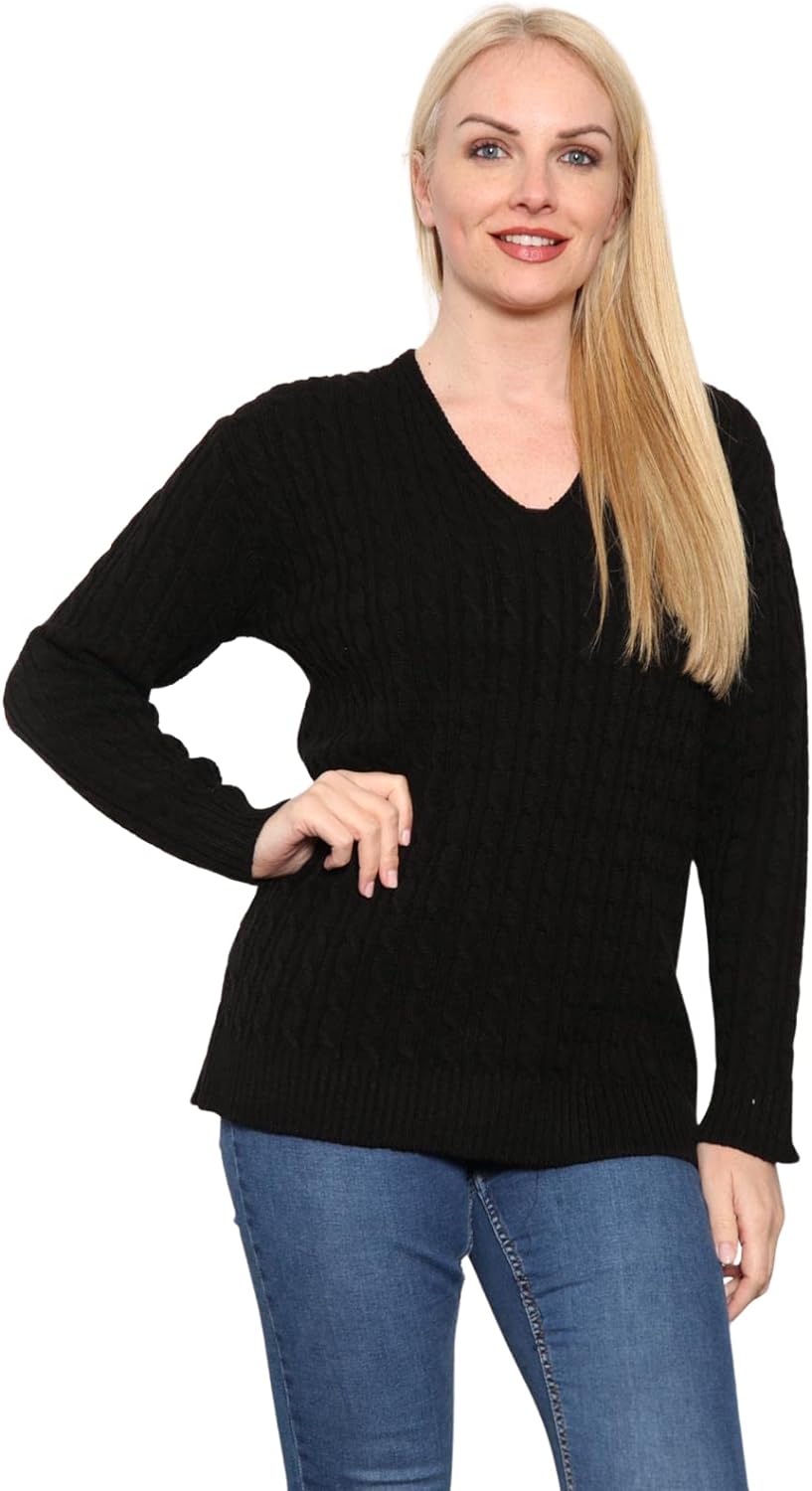 Purple Plus Size Cable Knitted Sweater Top For Women 20-22 - Dropwear
