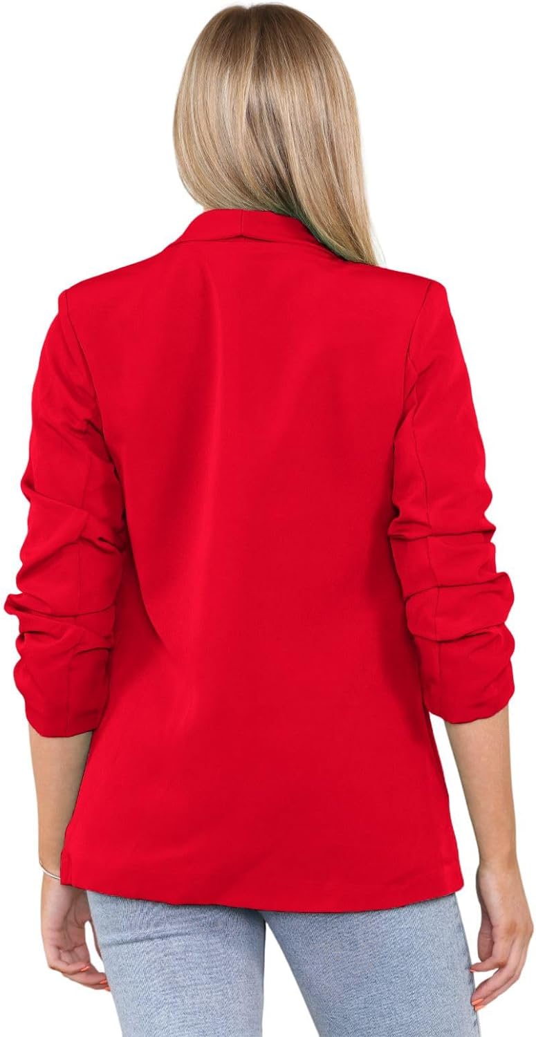 Ruched Sleeve Blazer For Women  - Dropwear