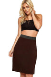 Baby Pink Plus Size Plain Stretch Pencil Midi Skirt For Women 20-22 - Dropwear