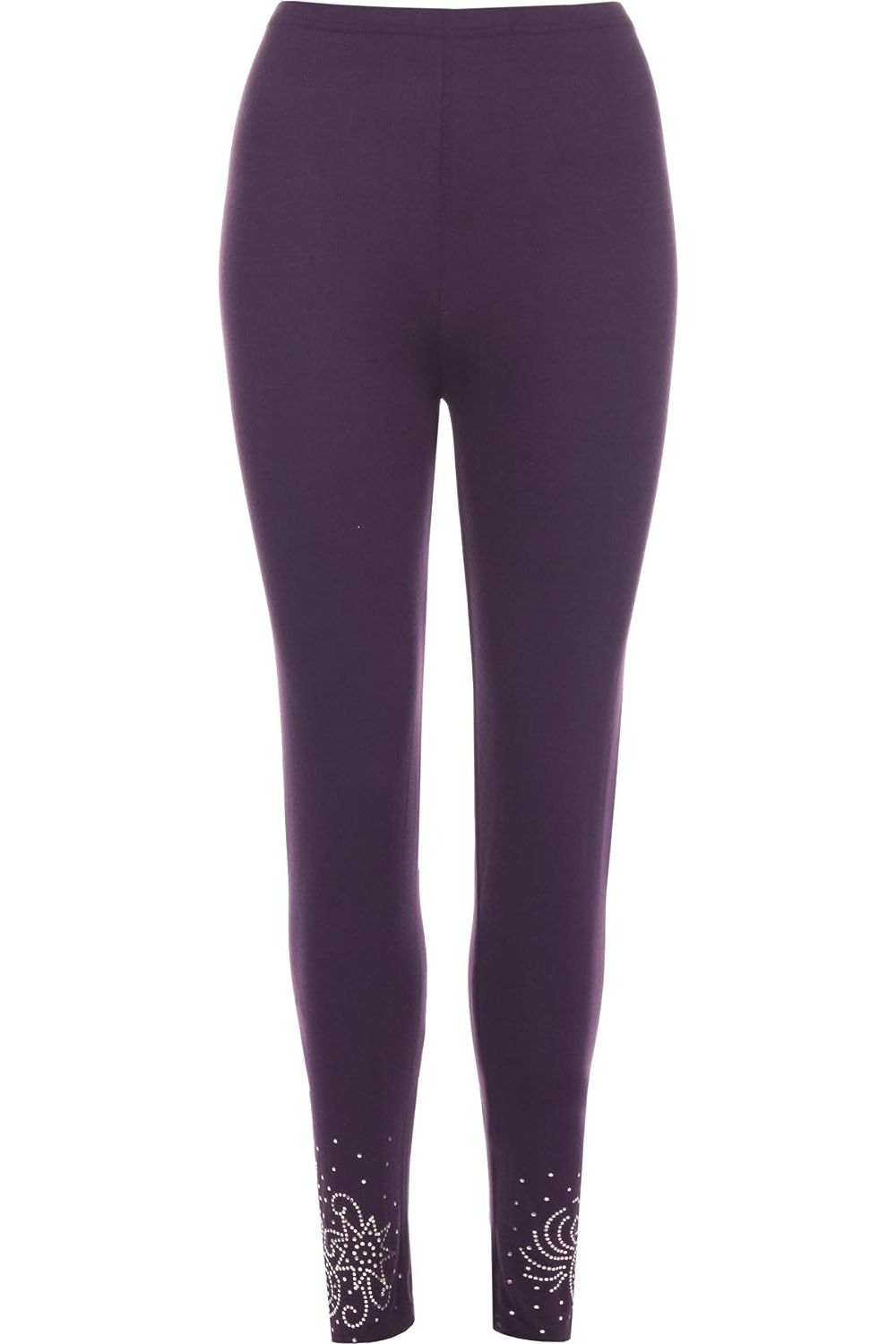 Black Plus Size Foil Printed Leggings For Women 24-26 - Dropwear