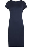 Mocha Plain Short Sleeve Jersey Midi Dress For Women 8-10 - Dropwear