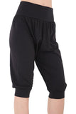 Black Plus Size Cropped Harem Trousers For Women 16-18 - Dropwear