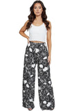 Skull Roses Skull Roses Print Palazzo Trouser For Women 8-10 - Dropwear
