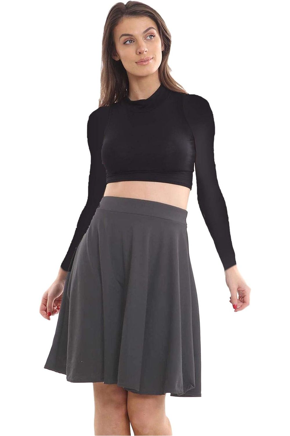 Flared Elastic Waist Skater Skirt For Women  - Dropwear