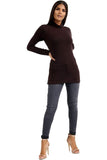 Brown Plus Size Turtle Neck Long Sleeve Top For Women 24-26 - Dropwear