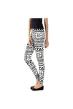 Big Aztec Plus Size Black White Aztec Large Print Leggings For Women 16-18 - Dropwear