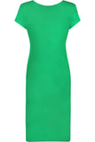 Navy Blue Plain Short Sleeve Jersey Midi Dress For Women 12-14 - Dropwear