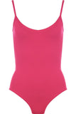 Cerise BASICS Solid Scoop Neck Bodysuit For Women 12-14 - Dropwear