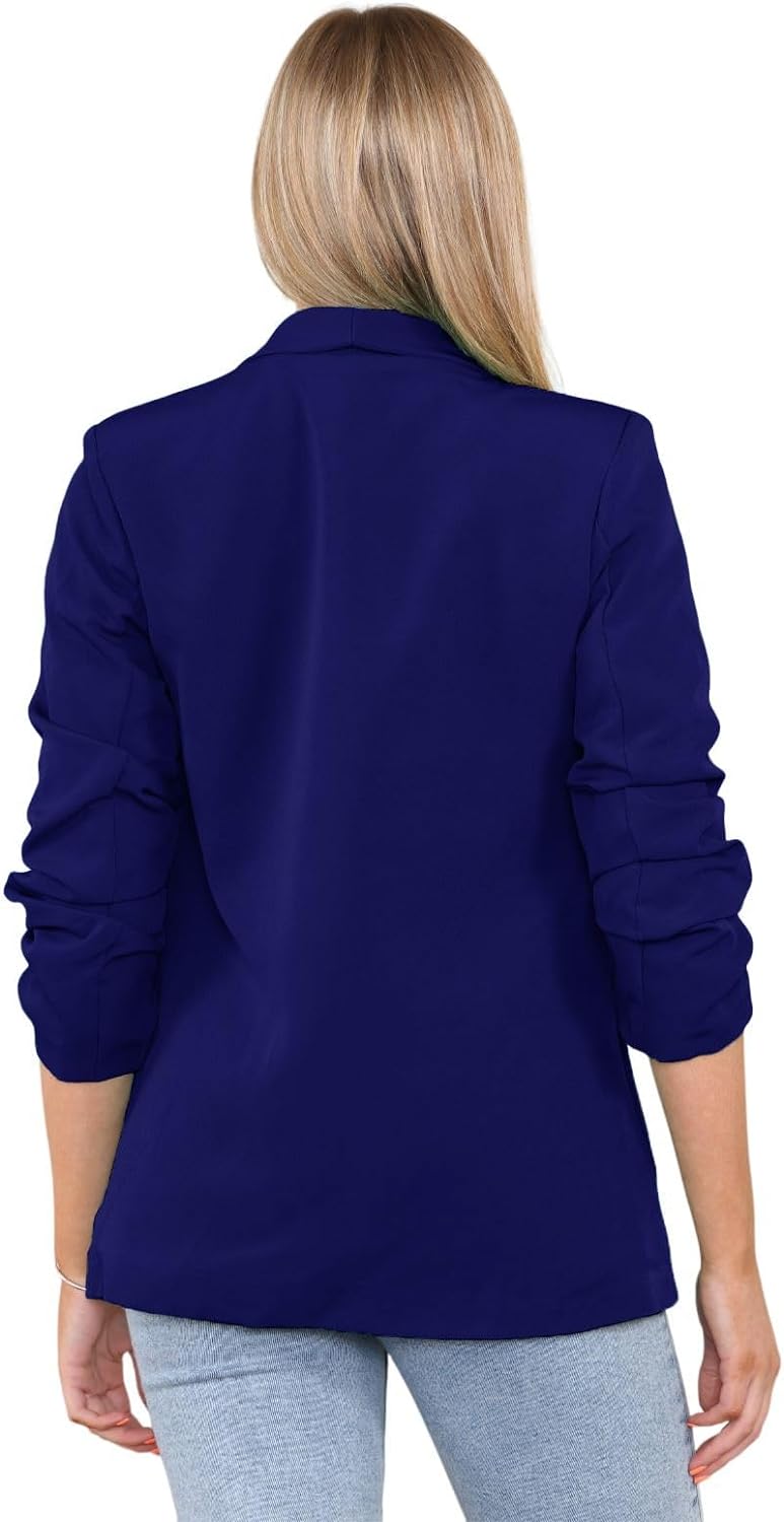 Ruched Sleeve Blazer For Women  - Dropwear