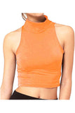 Royal Blue Turtle Neck Sleeveless Crop Top For Women 8-10 - Dropwear