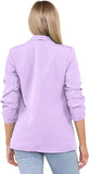 Yellow Ruched Sleeve Blazer For Women M - Dropwear