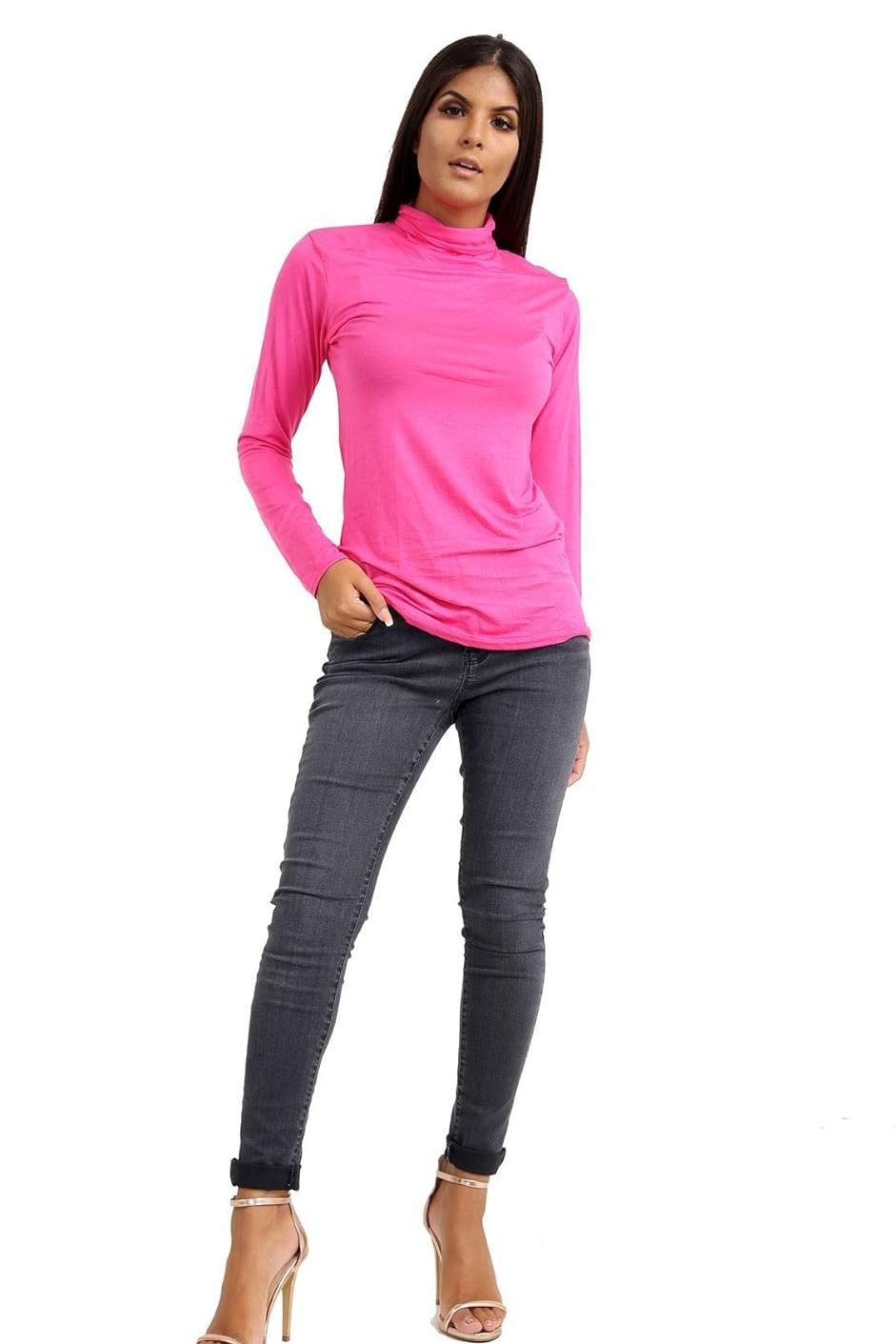 Grey Turtle Neck Long Sleeve Top For Women 8-10 - Dropwear