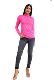 Cerise Plus Size Turtle Neck Long Sleeve Top For Women 24-26 - Dropwear