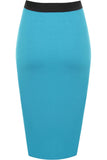 Red Plus Size Plain Stretch Pencil Midi Skirt For Women 16-18 - Dropwear