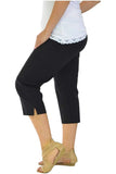 Black Ladies 3/4 Elasticated Trouser Shorts For Women 24 - Dropwear