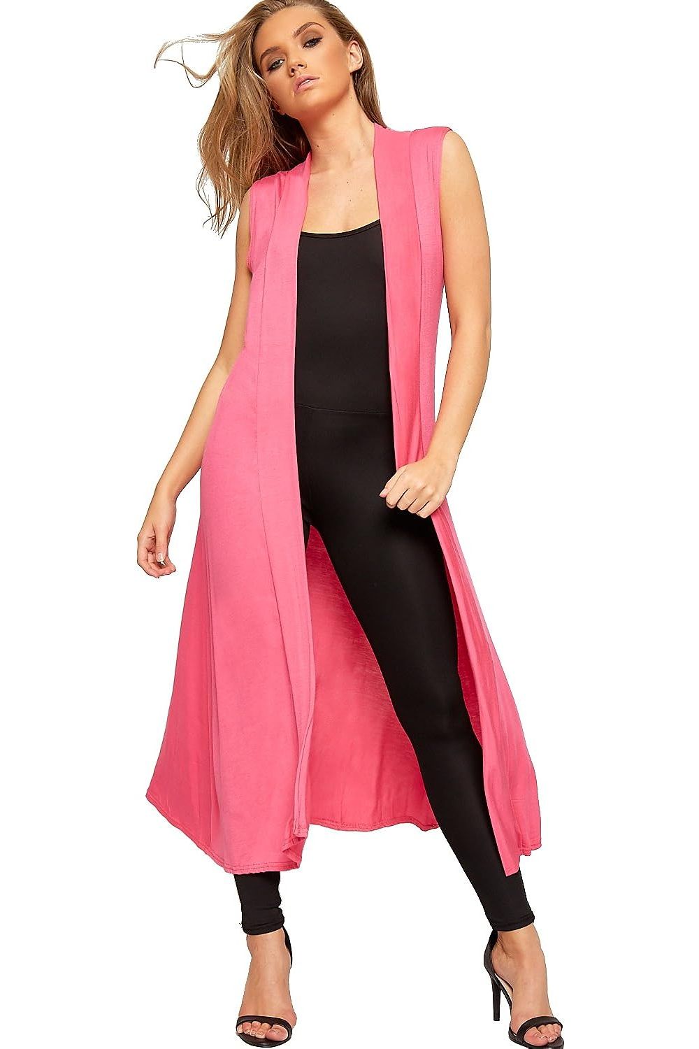 Cerise Sleeveless Maxi Cardigan For Women 8-10 - Dropwear