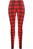 Blue Tartan Check Print Long Leggings For Women 12-14 - Dropwear