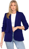 Plus Size Ruched Sleeve Blazer For Women  - Dropwear