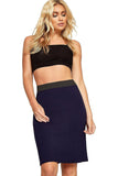 Light Grey Plus Size Plain Stretch Pencil Midi Skirt For Women 20-22 - Dropwear