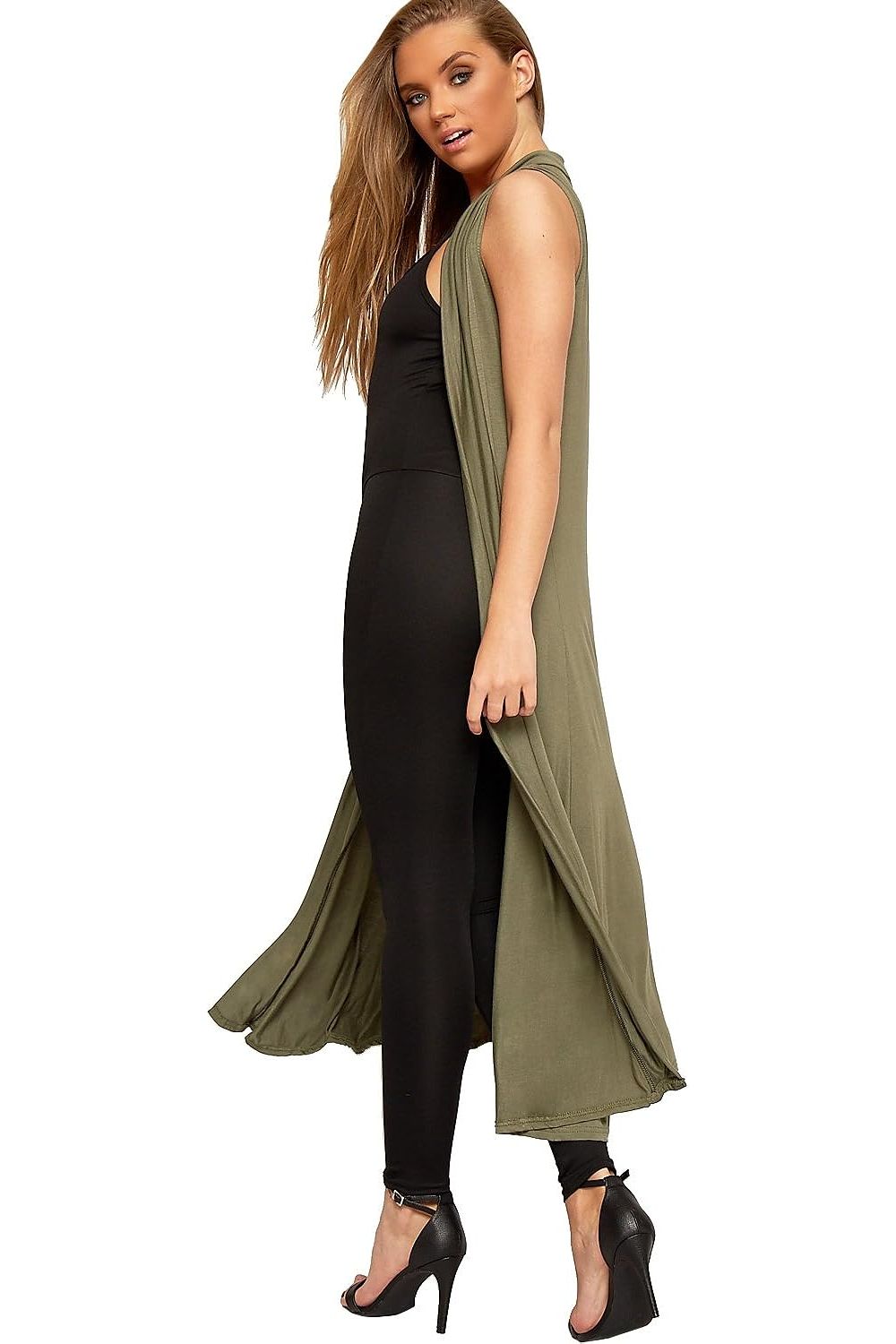 Wine Sleeveless Maxi Cardigan For Women 12-14 - Dropwear
