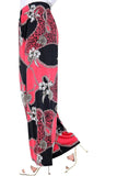 Red Leopard Chain Print Palazzo Trouser For Women  - Dropwear