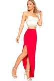 Royal Blue Side Split Slit Maxi Skirt For Women 12-14 - Dropwear