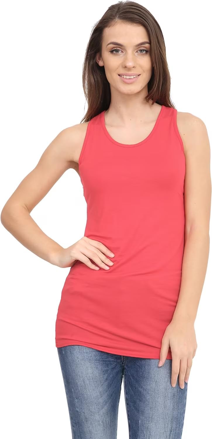 Coral Racer Back Bodycon Vest Top For Women 16-18 - Dropwear