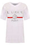 Amour Paris Print Baggy Short Sleeve T-Shirt For Women  - Dropwear