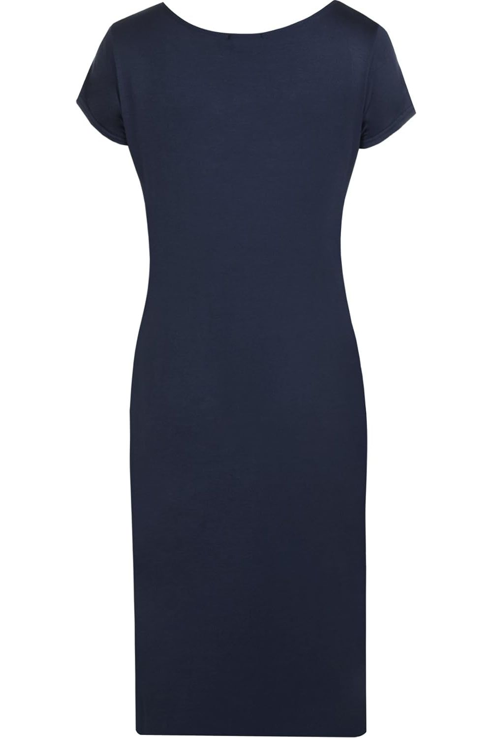 Purple Plain Short Sleeve Jersey Midi Dress For Women 12-14 - Dropwear