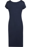 Purple Plain Short Sleeve Jersey Midi Dress For Women 12-14 - Dropwear