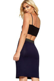 Royal Blue Plain Stretch Pencil Midi Skirt For Women 8-10 - Dropwear