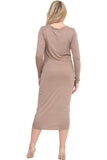 Red Plus Size Bodycon Stretch Plain Midi Dress For Women 16-18 - Dropwear