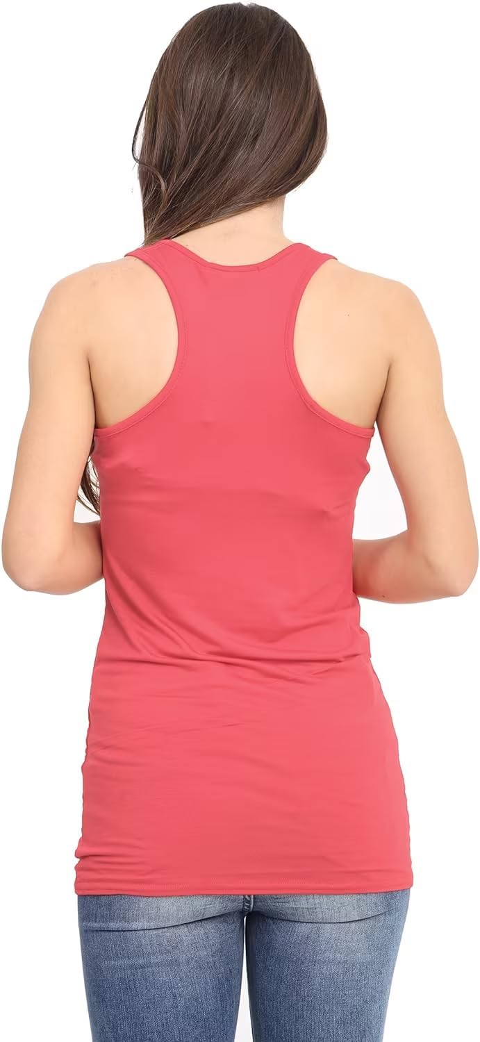 Coral Racer Back Bodycon Vest Top For Women 20-22 - Dropwear