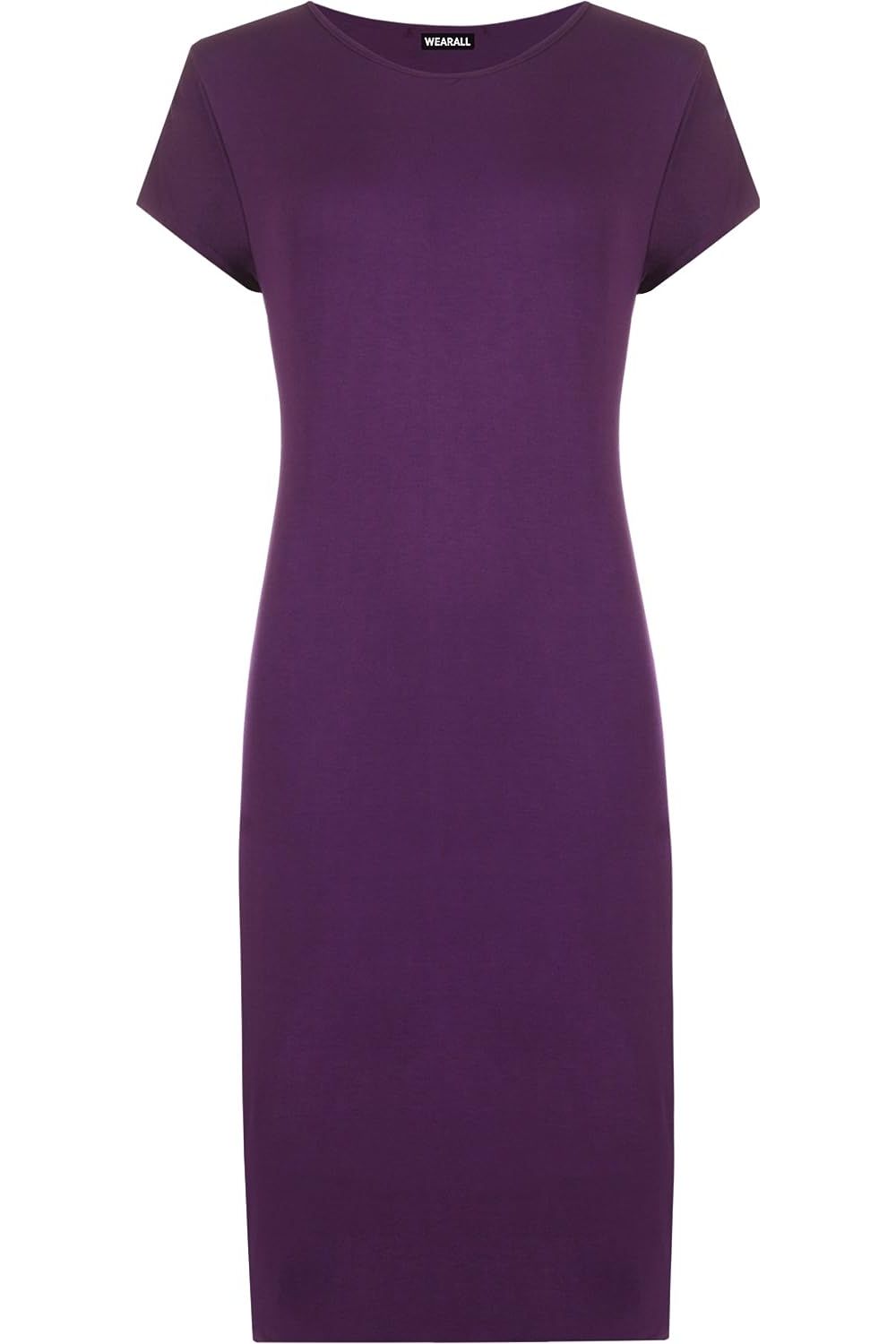 Red Plain Short Sleeve Jersey Midi Dress For Women 8-10 - Dropwear