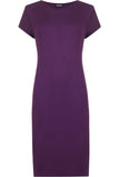 Red Plain Short Sleeve Jersey Midi Dress For Women 8-10 - Dropwear