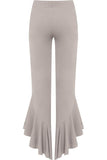 Plus Size Frill Asymmetric Hem Plain Trousers For Women  - Dropwear