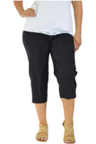Black Ladies 3/4 Elasticated Trouser Shorts For Women 16 - Dropwear