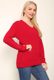 Navy Plus Size Cable Knitted Sweater Top For Women 16-18 - Dropwear
