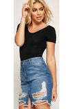 Black Plain Short Sleeve Bodysuits For Women 12-14 - Dropwear