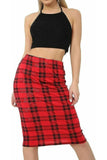 Tartan Red Tartan Check Print Midi Skirt For Women 8-10 - Dropwear