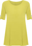 Teal Womens Scoop Neck Flared Ladies Plain Tops For Women 20 - Dropwear