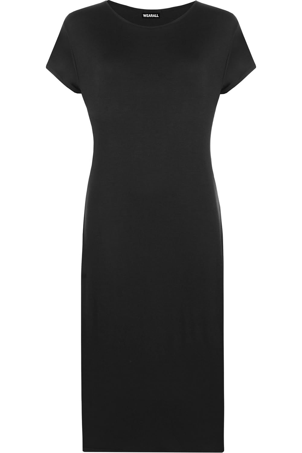 Red Plain Short Sleeve Jersey Midi Dress For Women 12-14 - Dropwear