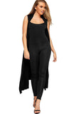 Black Sleeveless Maxi Cardigan For Women 8-10 - Dropwear
