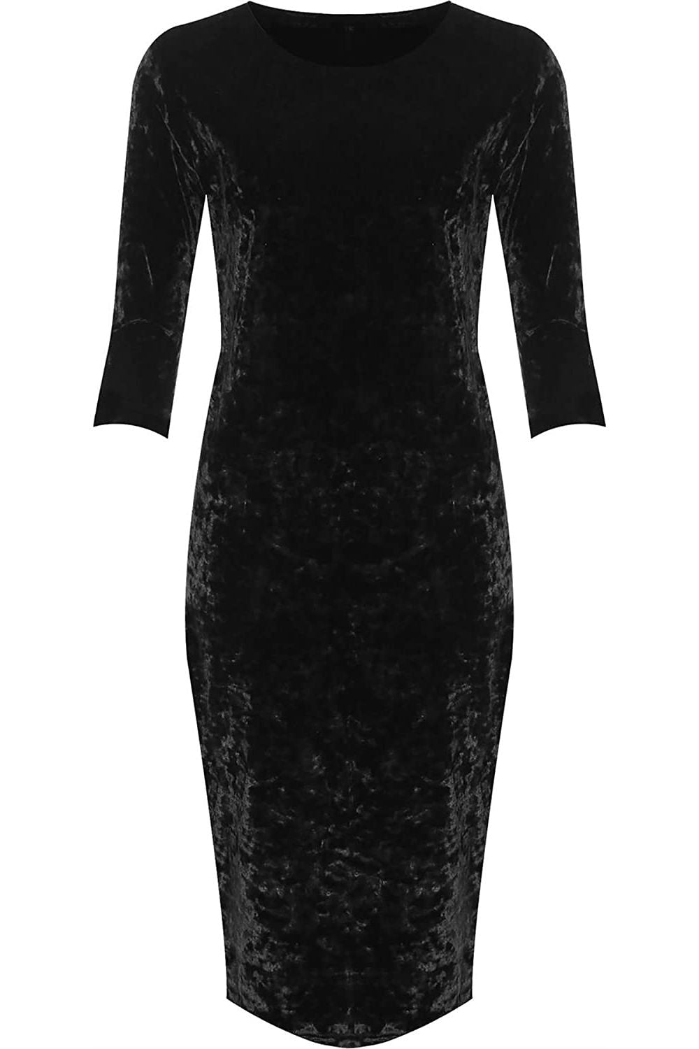 Black Plus Size Crushed Velour Velvet Bodycon Dress For Women 14 - Dropwear