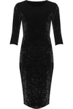 Black Plus Size Crushed Velour Velvet Bodycon Dress For Women 14 - Dropwear