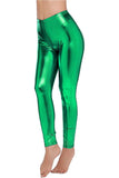 Royal Blue Plus Size Shiny Metallic Print High Waisted Disco Leggings For Women 16-18 - Dropwear