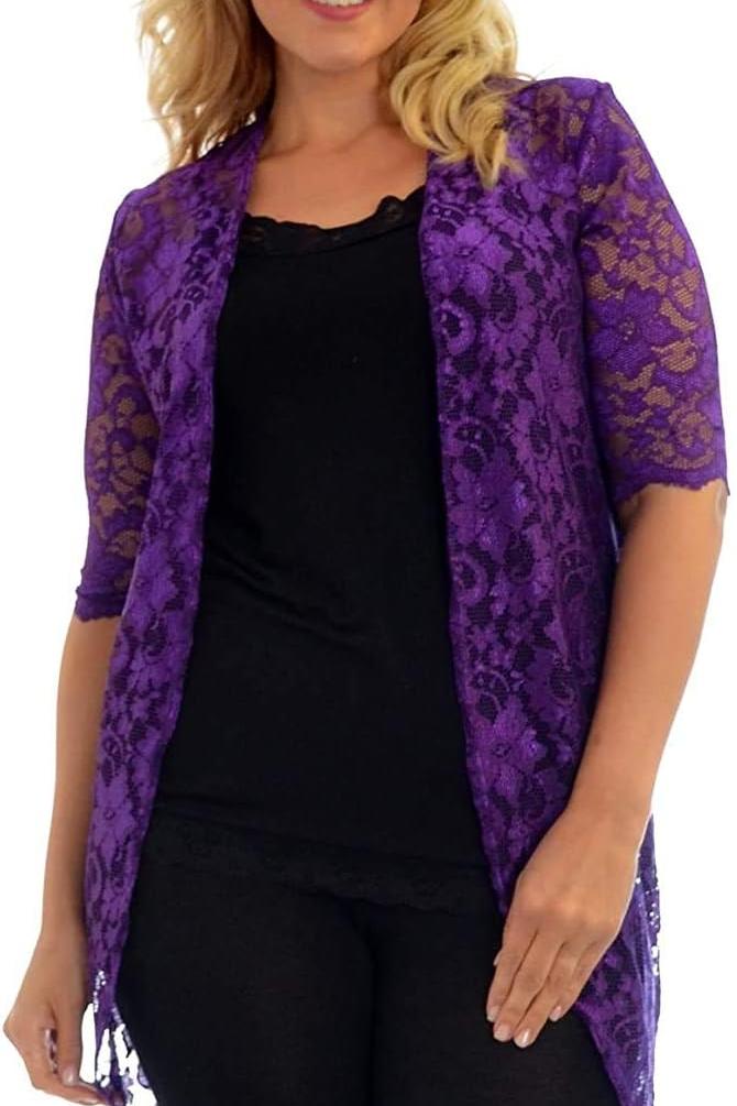 Black Floral Lace Open Medium Cardigan For Women 16 - Dropwear