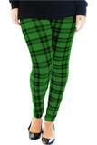 Red Plus Size Tartan Check Print Long Leggings For Women 24-26 - Dropwear